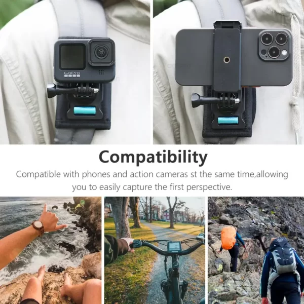 Vamson for Insta360 X3 Accessories 360 Degree Rotary Backpack Clip Clamp Mount for Insta360 One X2 Dji Action 3 2 Go Pro Camera - Image 6