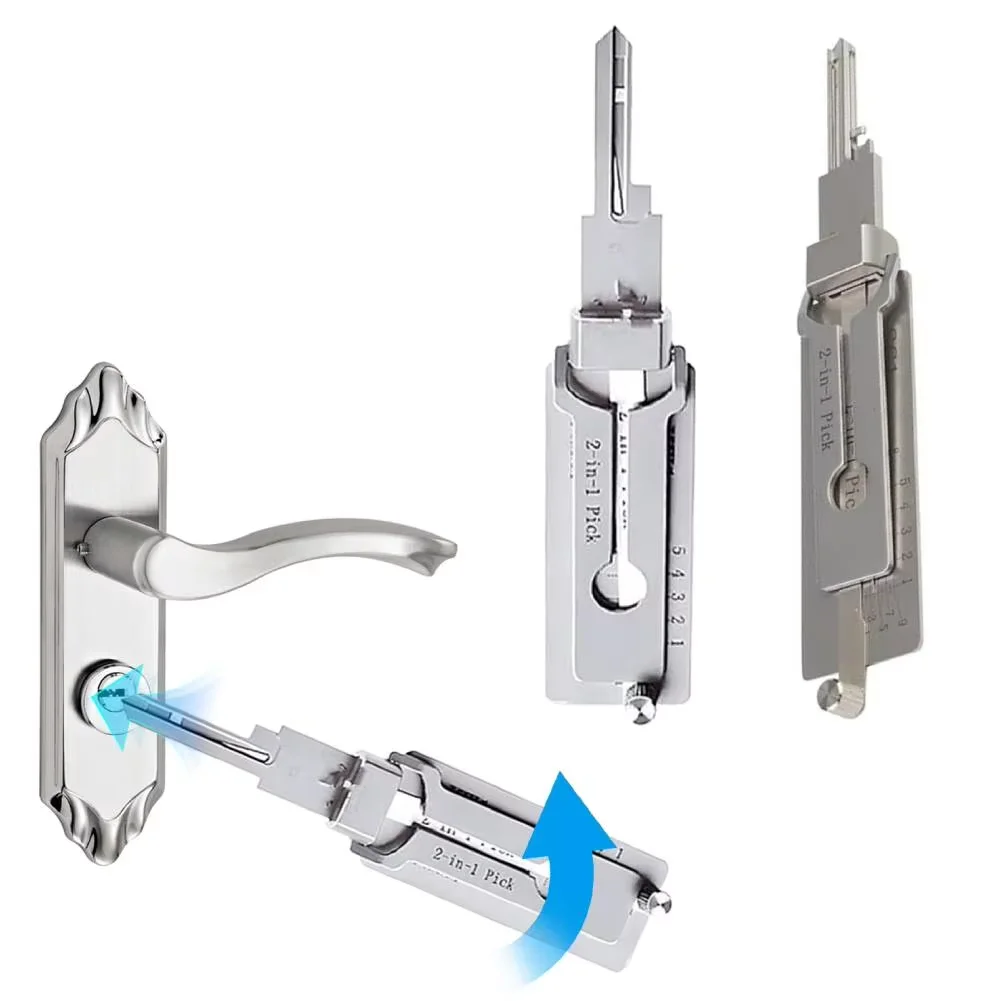 2-in-1 Stainless Steel Key Decoder Precision Hook And Pickup Hand Tool O-ring Pickup Kit Maintenance Repair Kit - Image 2