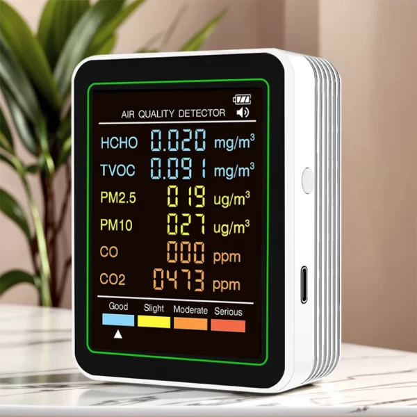 6-in-1 Air Quality Monitor Real-Time Air Quality Tester Portable Temperature Humidity Detector - Image 9