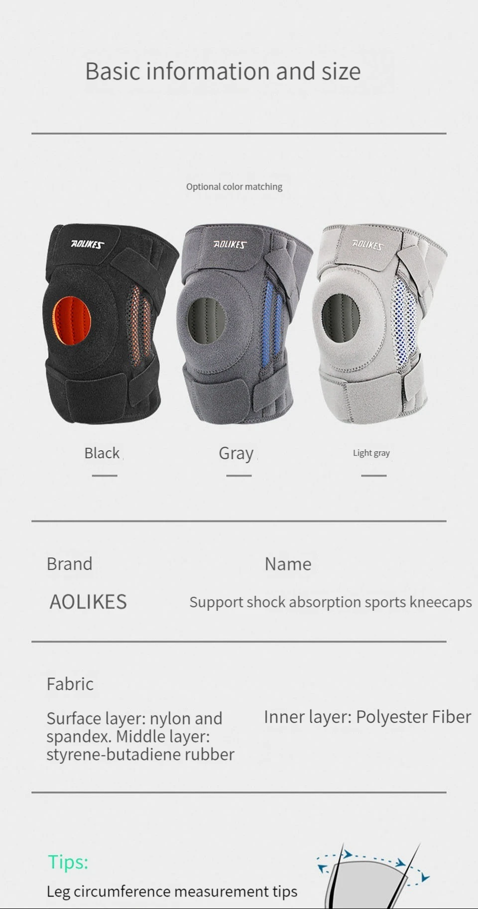 AOLIKES 1PCS NEW Knee Brace with Side Stabilizers & Patella Gel Pads,Knee Support - Image 18