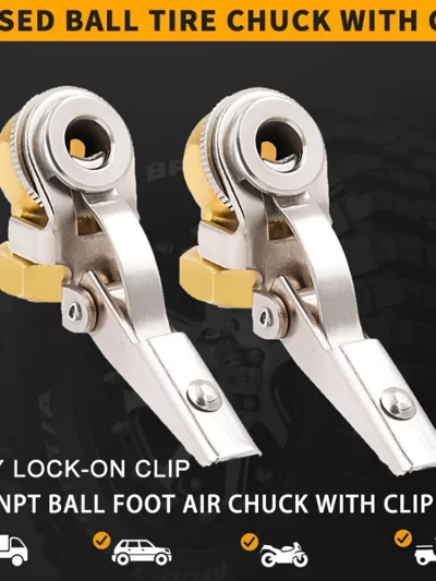 2Pcs Tire Air Chuck 1/4 NPT Threaded Connector Thread Tire Air Nozzle
