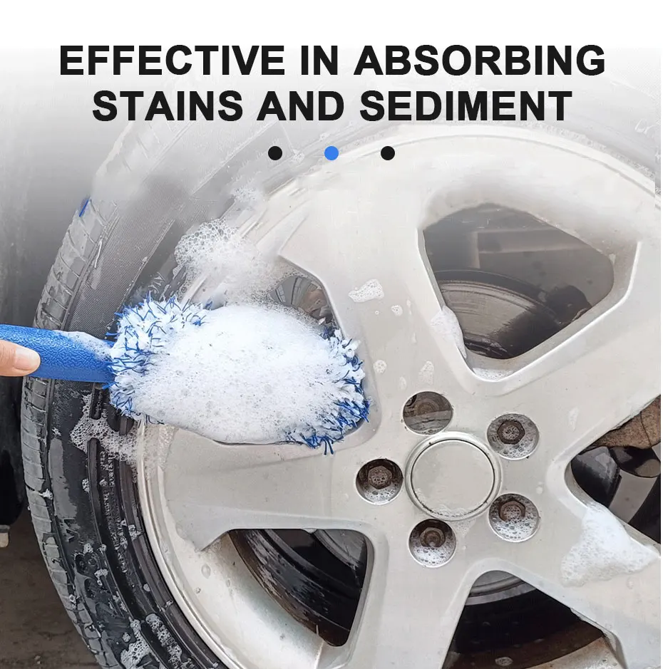 SEAMETAL Plush Car Wheel Hub Brush Anti-Slip Plastic Handle Auto Wheel Tire Rim Brush Cleaning Tool Car Washing Accessories - Image 10