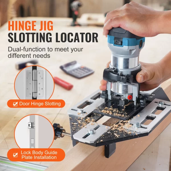 SucceBuy Door Hinge Jig Aluminum Alloy Woodworking Hole Opener Slotting Locator Hinge Template Jig - Image 2