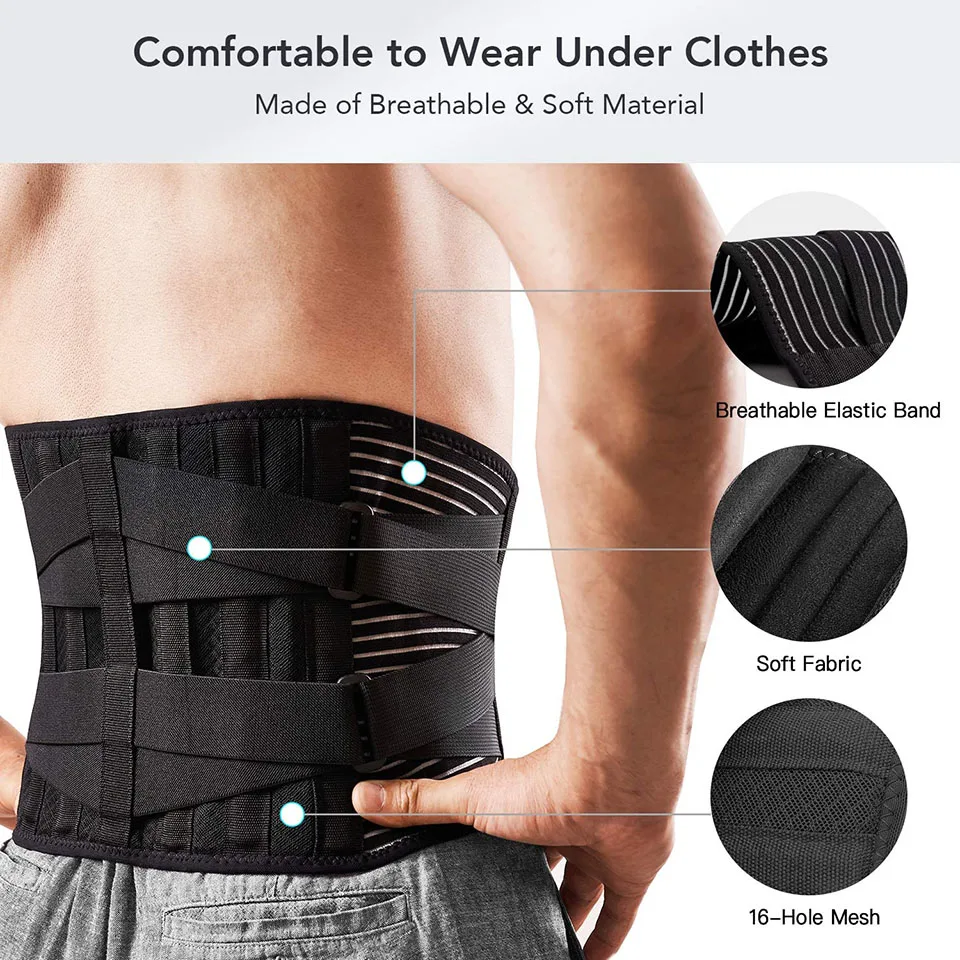 AOLIKES Lower Back Brace with 6 Stays Anti-skid Orthopedic lumbar Support Breathable Waist Support Belt - Image 5