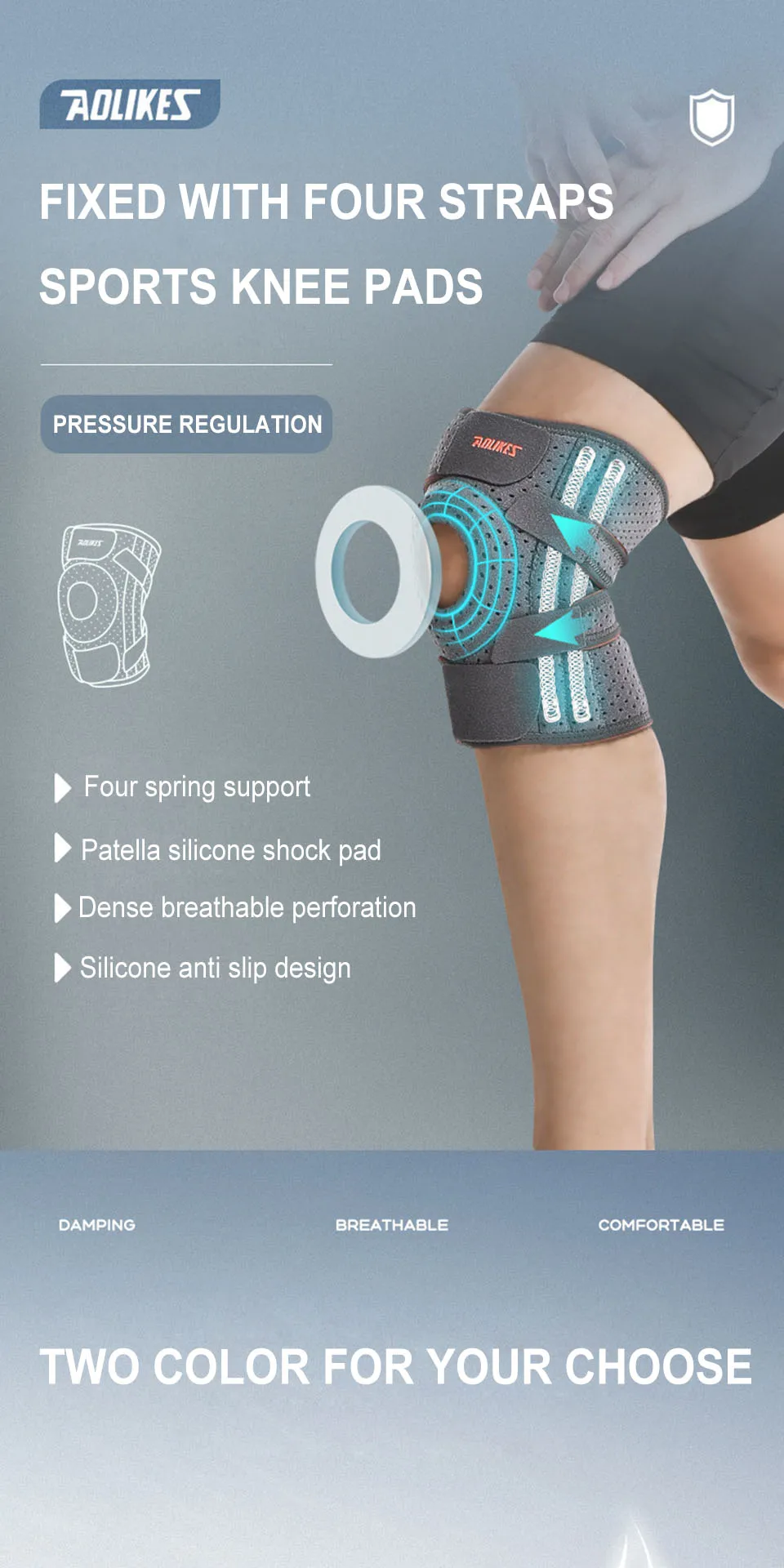 AOLIKES 1PCS NEW Knee Brace with Side Stabilizers & Patella Gel Pads,Knee Support - Image 23