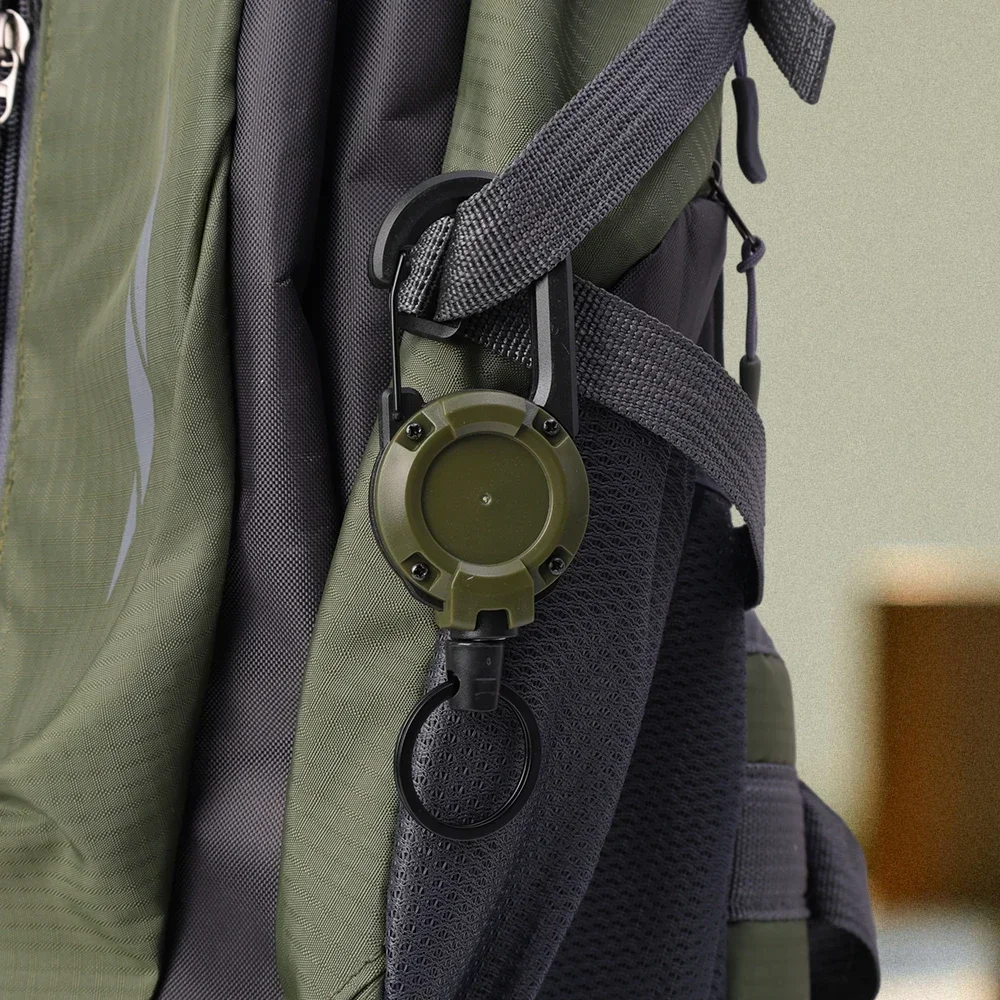 Retractable Heavy Duty Pull Reel Carabiner Strong Steel Wire Rope Buckle Spring Key Ring - Image 3