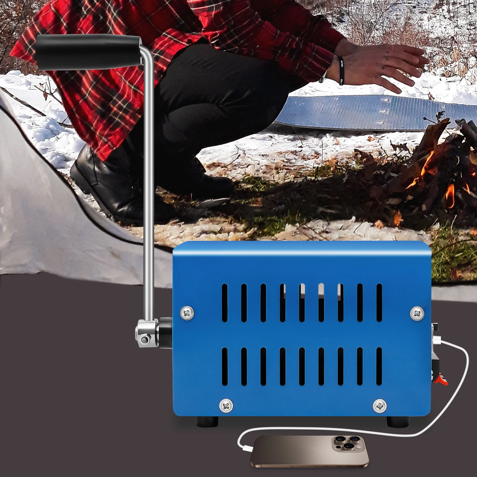 20W Hand Crank Generator, 6 Voltage Options Portable Emergency Charger for Outdoor Survival Emergency Power Bank