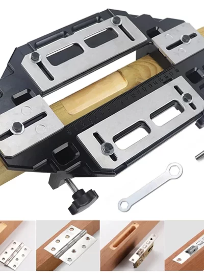Door Hinge Jig,Woodworking Hole Opener Slotting Locator Aluminum Alloy Door Hinge Installation Kit for Door Lock Installation