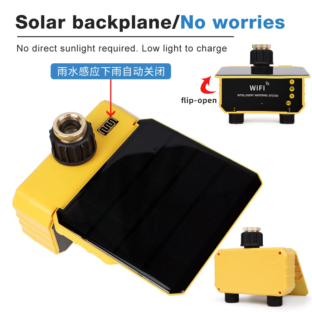 New 1/2 Outlets Solar Irrigation Timer Smart APP Control Automatic Irrigation System Outdoor Water Timer Garden Watering Tool - Image 4