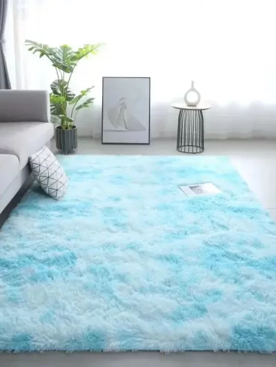 VIKAMA Silk Wool Rugs Children's Room Living Room Bedroom Tie-Dye Non-Slip Washable Machine Washable Carpet Mats