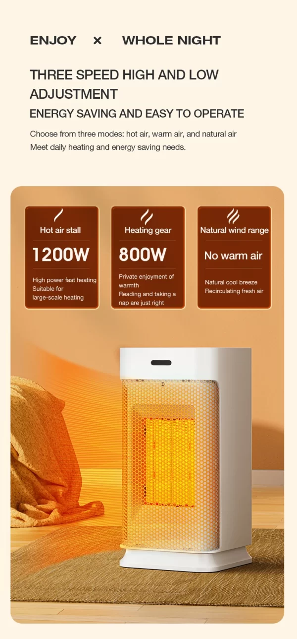 Portable PTC ceramic electric heater with multi-stage adjustment, silent, small household fan - Image 19