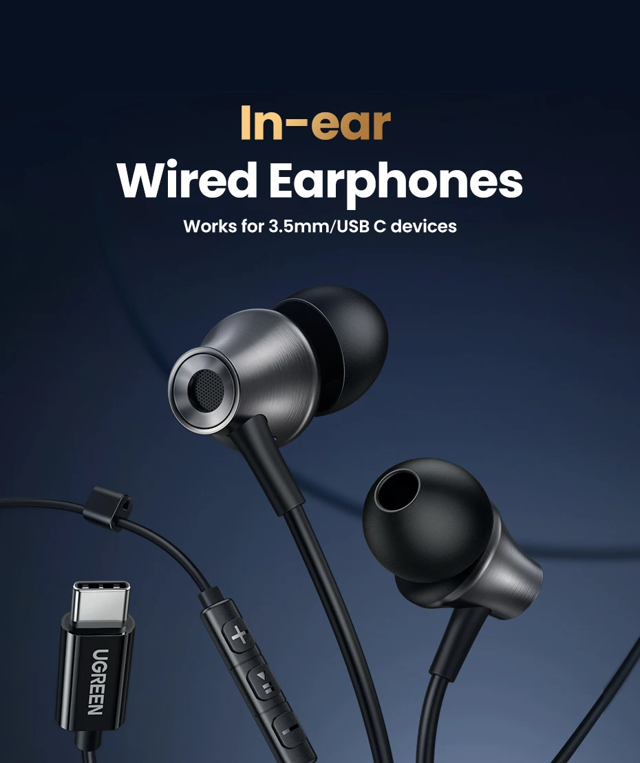 UGREEN 3.5mm USB Type C Wired Earbuds with Microphone, Wired Earphones in Ear Headphones HiFi Stereo,For Most with 3.5mm Jack - Image 9