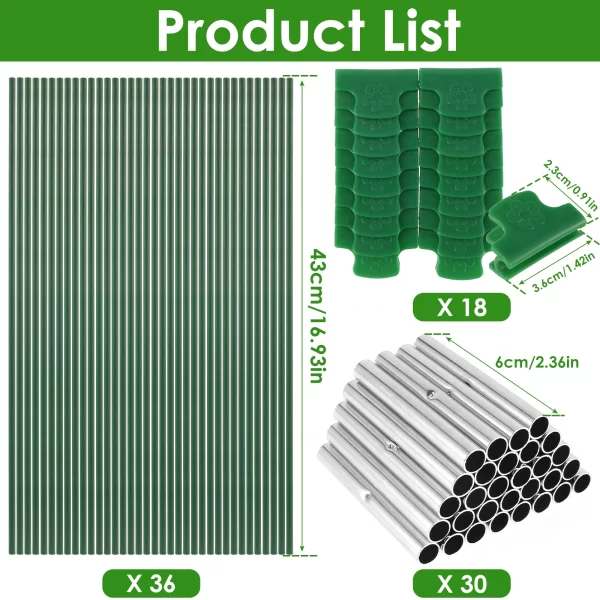 Greenhouse Hoops Frame Tunnel Kit 17 Inches Long Detachable Garden Hoops Rust-Free Fiberglass Support Botan Awning grid - Image 6