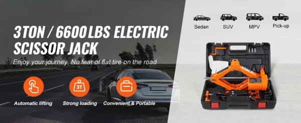 SucceBuy Electric Car Jack 3 Ton/6600lbs 12V Electric Scissor Jack Portable Car Jack - Image 10