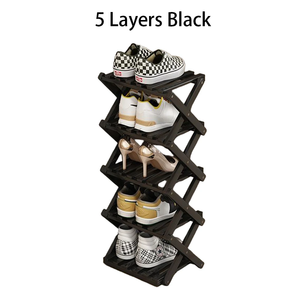 Shoe Rack Bamboo Foldable Storage Shoe Rack Multifunctional Shoe Racks Free Standing Rack - Image 7