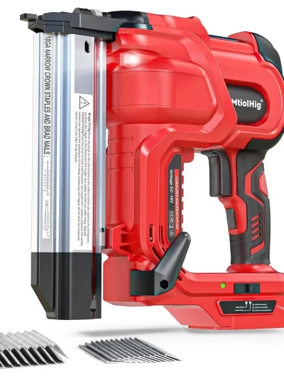 Cordless 2" Brad Nailer Compatible with Milwaukee Battery(No Battery), 2-in-1 Electric Nail Gun/Staple Gun, 18 Gauge Nail Gun Ba