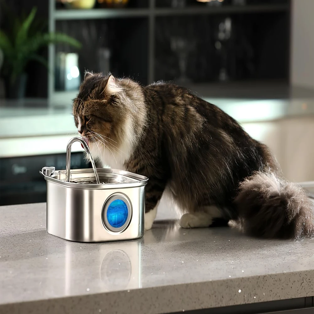 3.2L Stainless Steel Pet Water Feeder Auto Cat Fountain Smart Dog Water Dispenser Visual Window - Image 3
