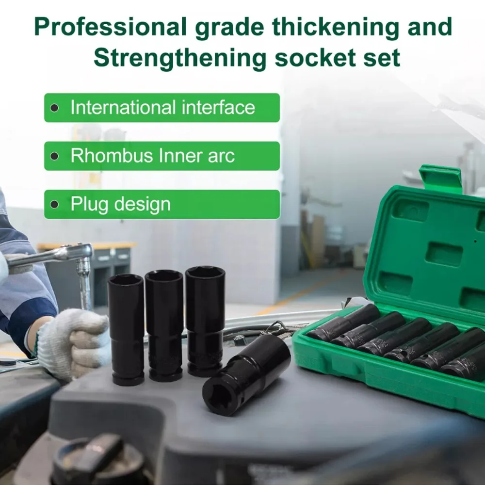 1/2Inch Drive 6-Point Impact Socket Set Drive Metric Wrench Socket Deep Impact Socket - Image 3