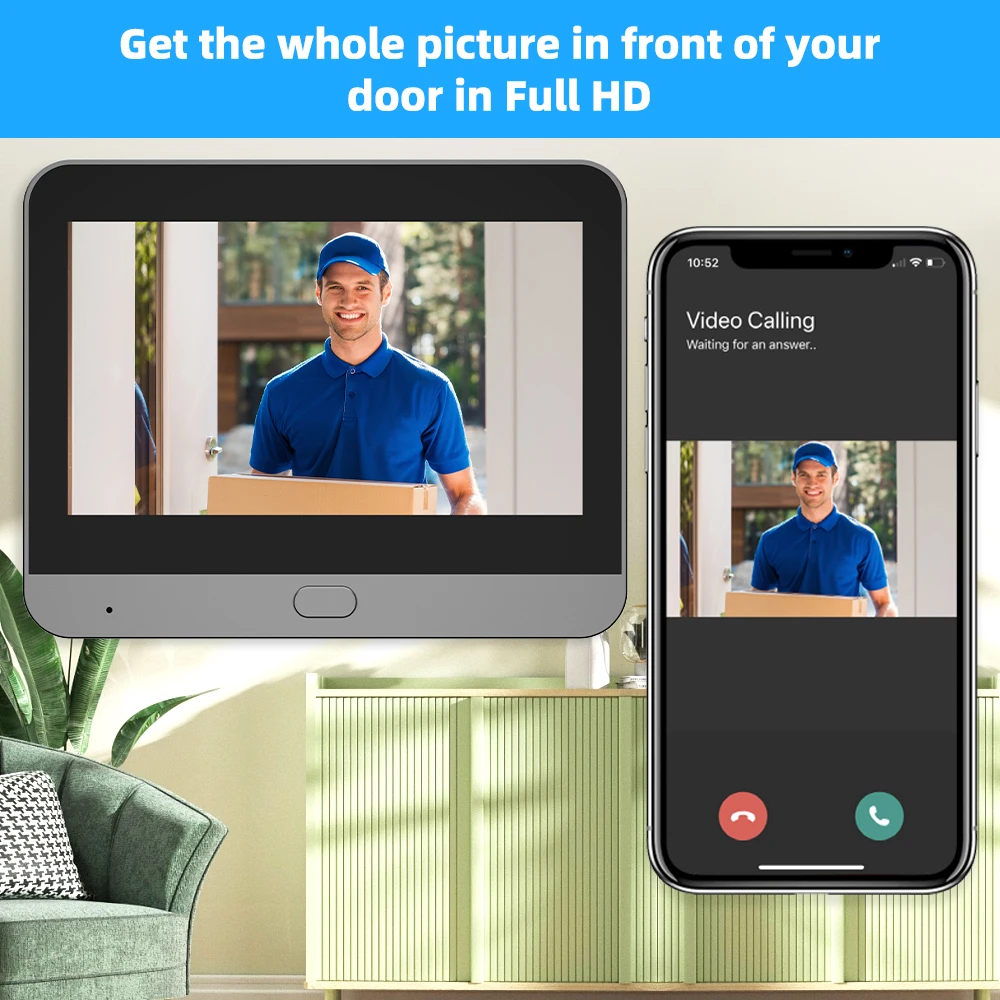 3MP Smart Life Tuya 1080P WiFi Door Bell Eye Peephole Camera 5000mAh Battery PIR Motion Detector IR Alexa Google Digital Viewer - Image 18