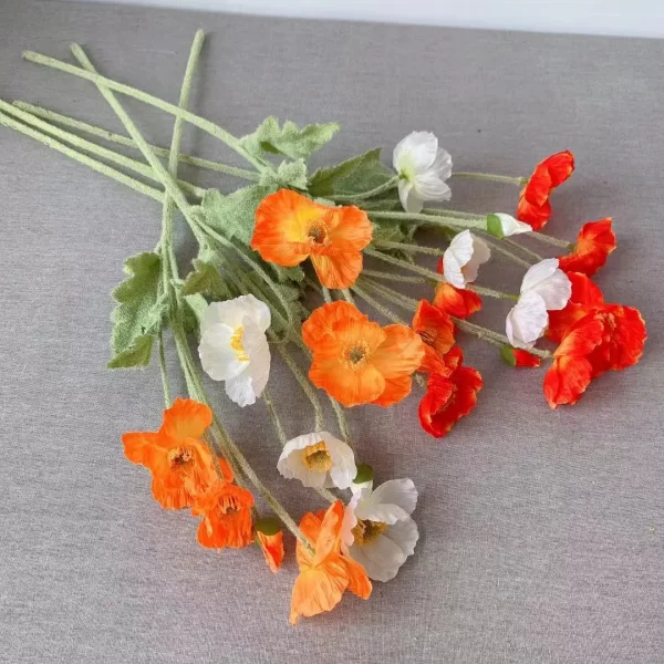 Artificial Flowers Fake Poppy Silk Flowers Long Stem Housewarming - Image 33