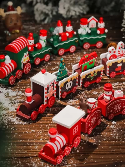 Christmas Wood Train Decoration,Christmas Ornaments With Moving Train,Home Noel,Happy New Year 2025 Gifts