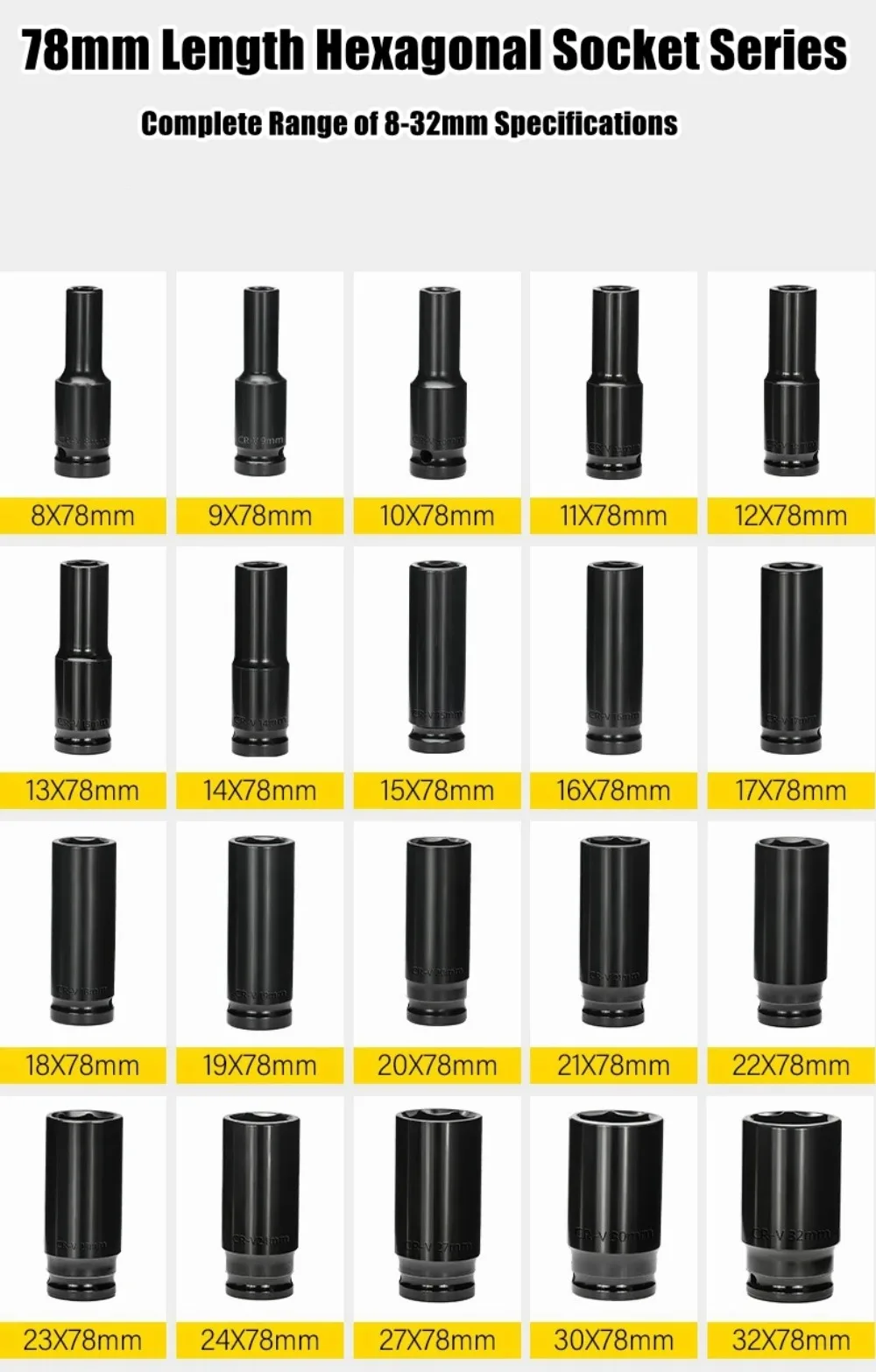 1/2Inch Drive 6-Point Impact Socket Set Drive Metric Wrench Socket Deep Impact Socket - Image 27