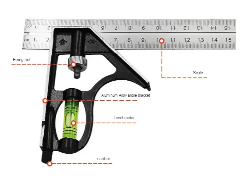 300mm Stainless Steel Angle Combination Square Ruler - Image 10