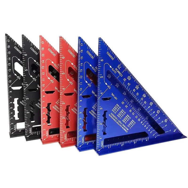 New 7Inch Triangle Ruler Measurement Tool Aluminium Alloy Carpenter Tools Inch Metric Angle Ruler Speed Square