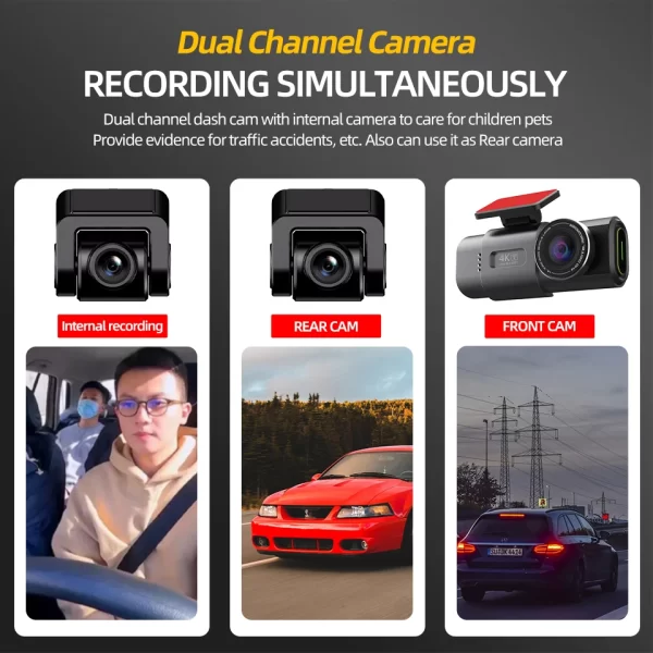 Dash Cam 4K GPS WIFI APP 24H Night Vision Mini Optional Rear Lens Dashcam Car DVR Video Recorder Camera For Car Black Box - Image 3