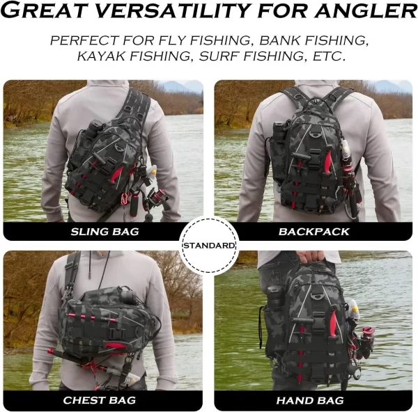 Fishing Backpack Tackle Sling Bag - Fishing Backpack with Rod Holder - Image 6
