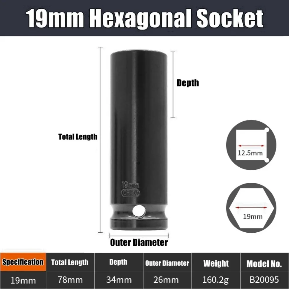 1/2Inch Drive 6-Point Impact Socket Set Drive Metric Wrench Socket Deep Impact Socket - Image 10