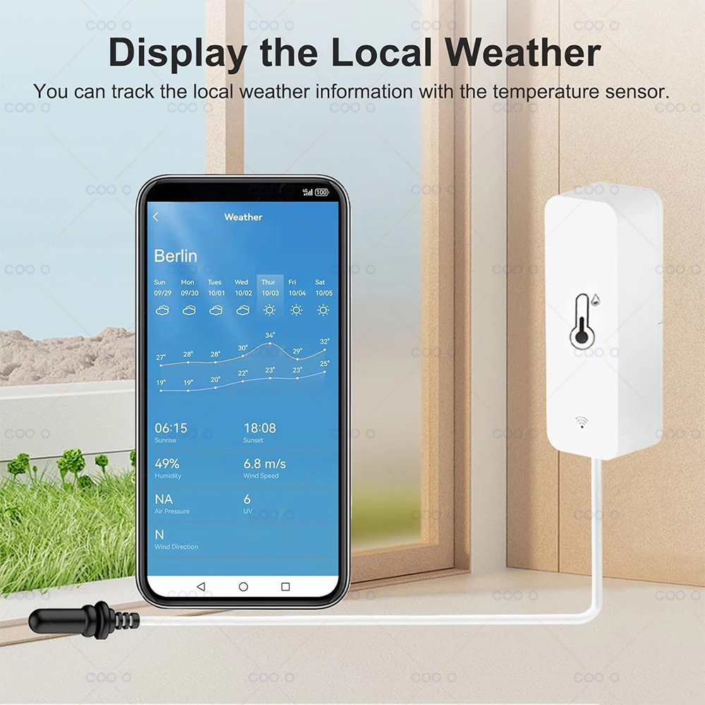 Tuya WiFi Temperature Humidity Sensor with External Probe Wireless Thermometer App Monitor for Freezer, Refrigerator, Fish Tank - Image 6