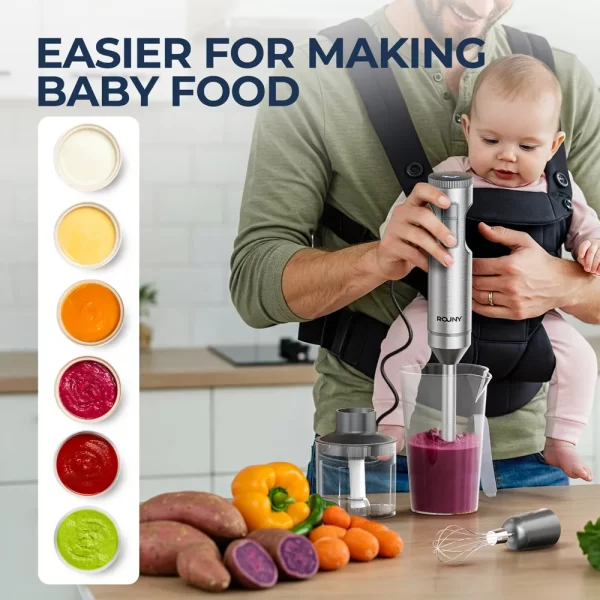 ROUNY 4-in-1 Hand Immersion Blender 1000W Powerful, Stainless Steel Stick Food Mixer - Image 13