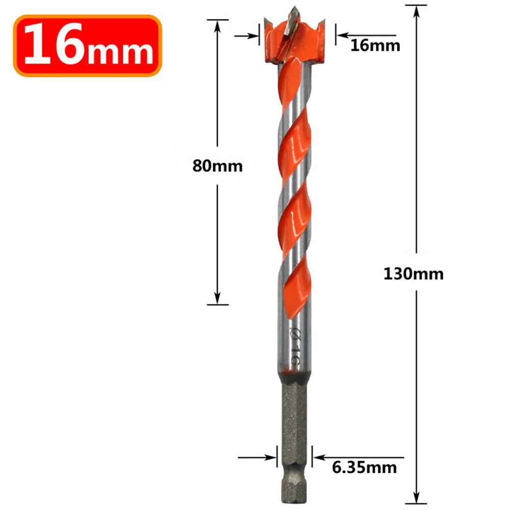 1PC Extended Woodworking Hole Opener Alloy Thread Drill Bit With Hexagonal Handle - Image 2