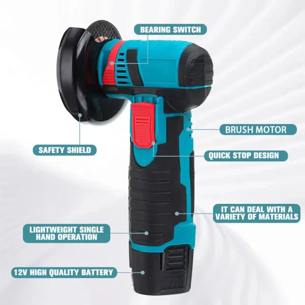 12V Cordless Electric Angle Grinder 19500rpm Lithium Battery Mini Polishing Grinding Machine Diamond Cutting Power Grinder - Image 17
