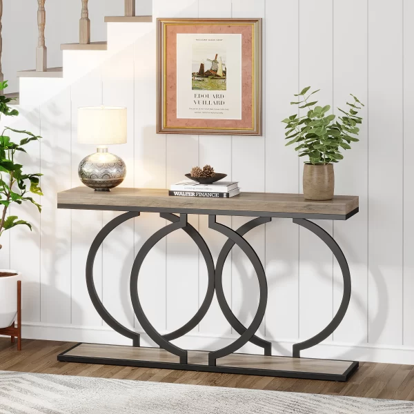 Tribesigns Gold Console Table, 55 inch Faux Marble Entryway Table Narrow Long Sofa Table - Image 17