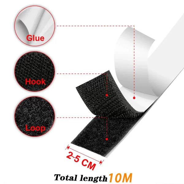 1-10M Velcros Self Adhesive Hook and Loop Tape Fastener House Diy Magic Tap Auto Double Sided Roll Strong Glue Home Strap Strips - Image 19