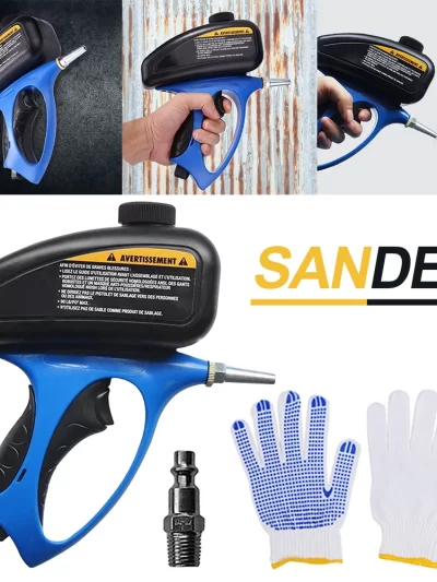 150 PSI Air Sandblasting Gun Adjustable Flow Pneumatic Sand Blasting Machine with Nozzle & Gloves