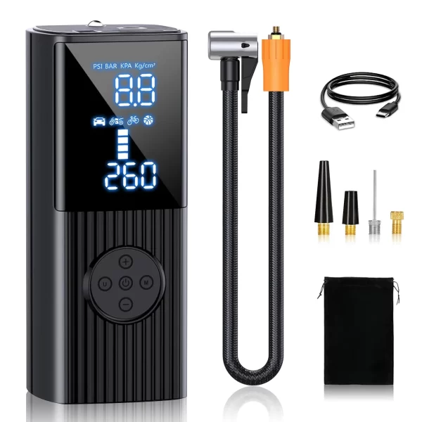 Air Compressor Portable 12V High-Power 22-Cylinder Electric Car Air Pump with Digital Pressure Gauge LED Light and Power Bank - Image 10