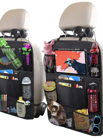 Car Seat Back Organizer 10 Storage Pockets with Touch Screen Tablet Holder