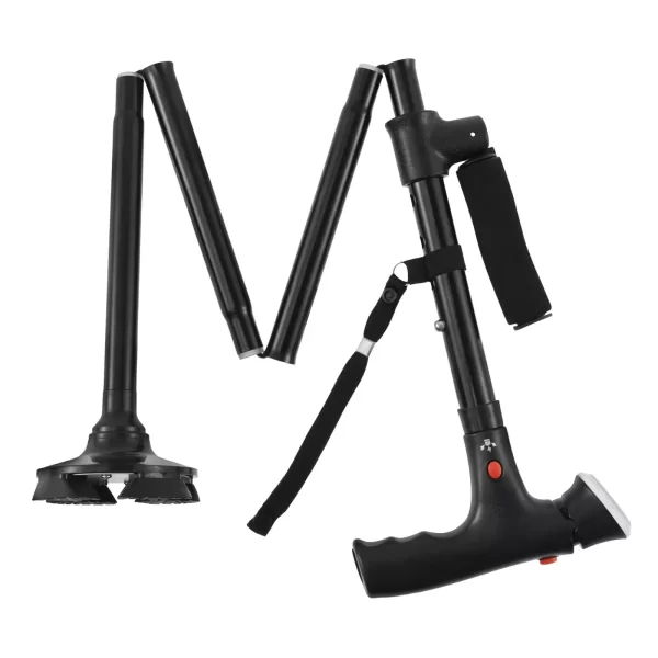 Collapsible Telescopic Folding Cane Elder Cane LED Walking Trusty Sticks Elder Crutches - Image 3