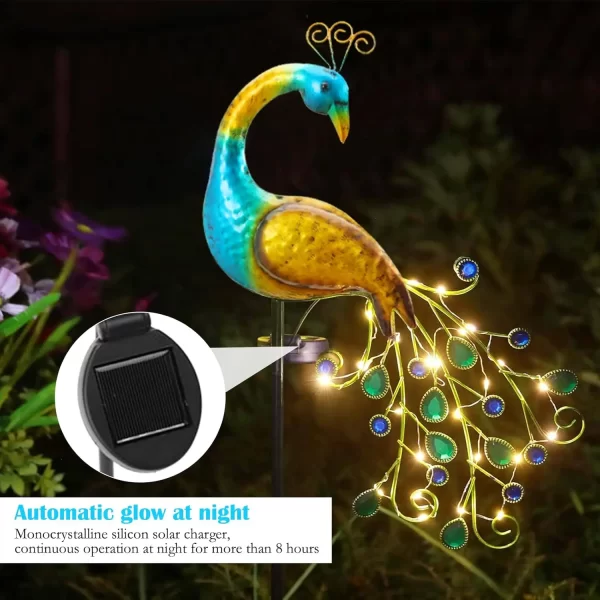1 PC Peacock Animal-Shaped Solar Garden Lamp Outdoor Decorative Lighting Automatic Sensor Solar-Powered - Image 14