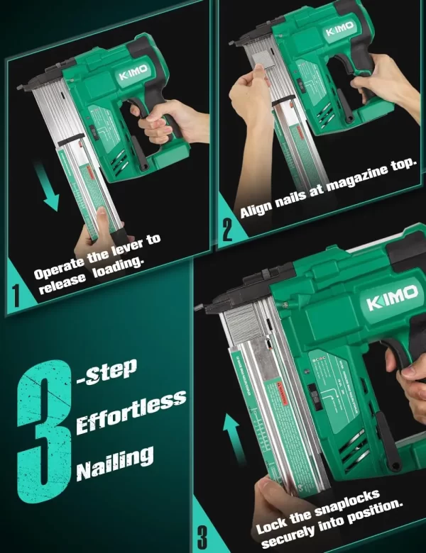 18 Gauge Nail Gun Cordless with Battery 2.0Ah X 2, 1000pcs Nails and Staples, 2 Firing Modes, 180 Nails/min, Adjustable Nailing - Image 4