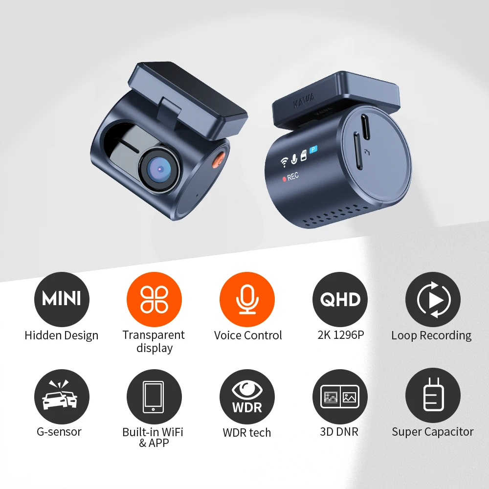 2K KAWA MINI 3 Pro Cameras for Car DVR Tiny Dash Cam 24 Parking Auto Video Recorder WiFi APP Voice Control Car dashcam - Image 3