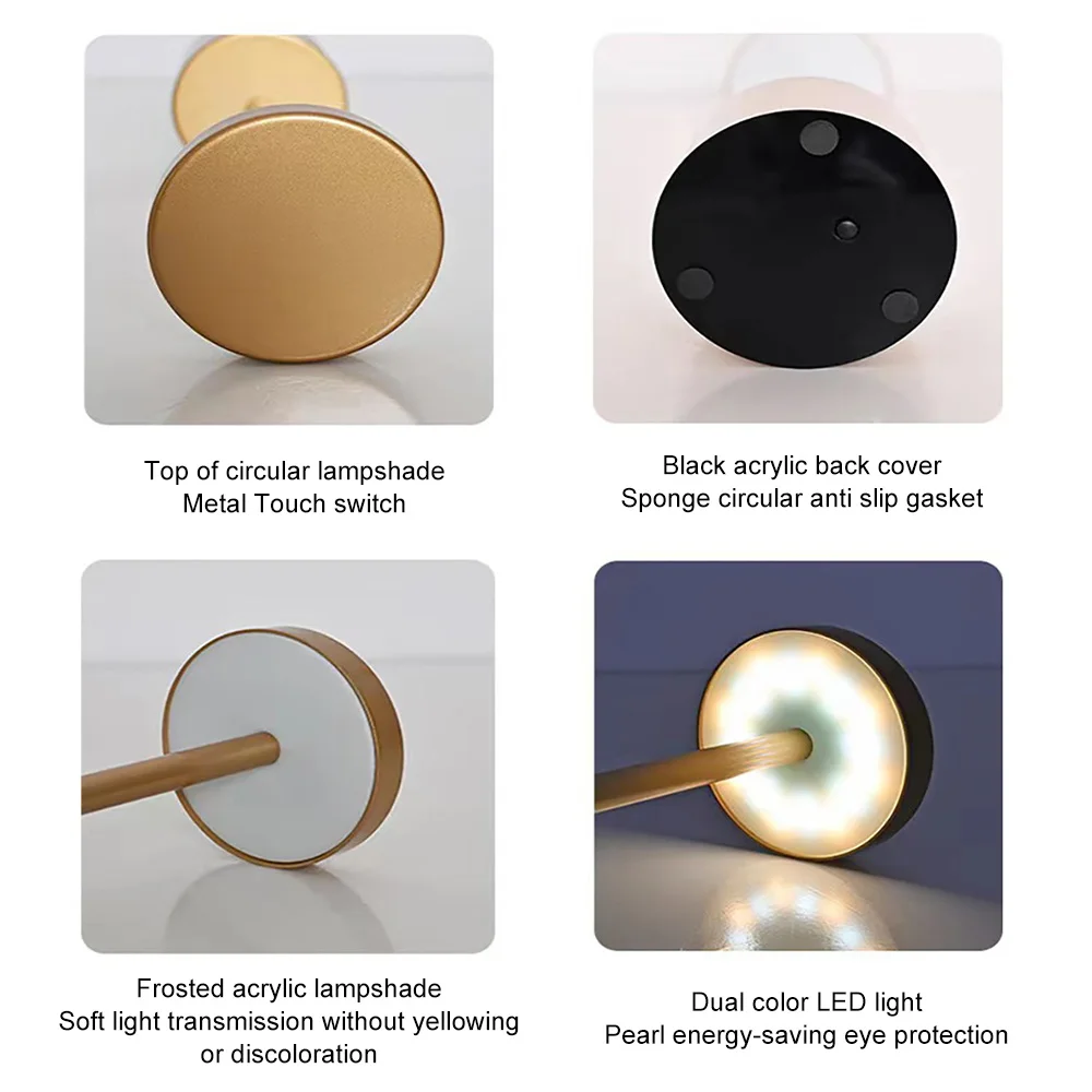 Classic Table Lamp USB Rechargeable Night Light Stepless Dimming Touch Desk Lamp 3 Colors - Image 20