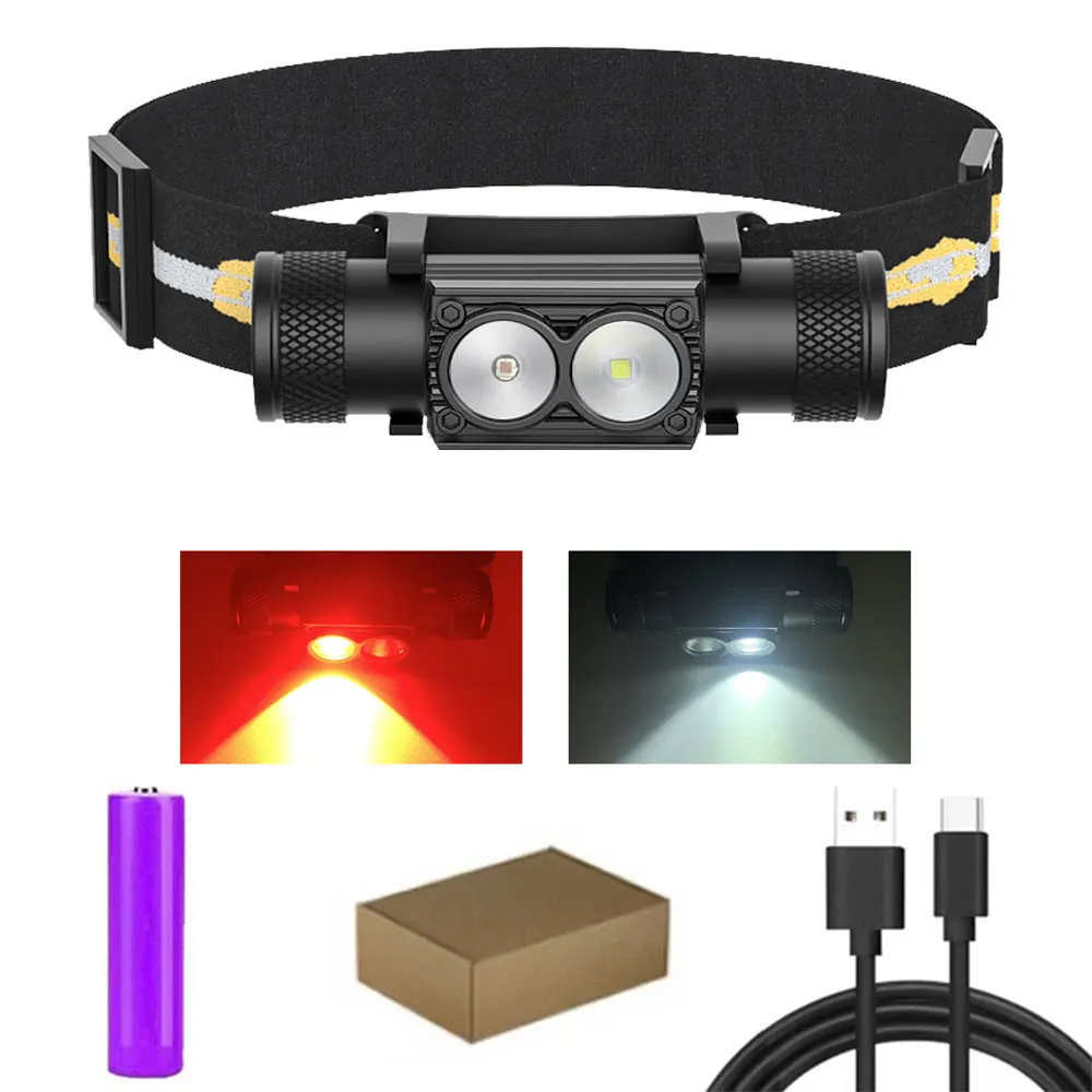 Newest LED Mini Headlamp High Power White Red Headlight 18650 Rechargeable USB Type-C - Image 7
