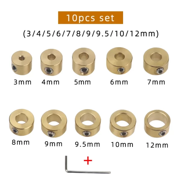 3-12mm Drill Bit Tools Brass Depth Stop Collars Ring Positioner Ring With Hex Wrench - Image 9