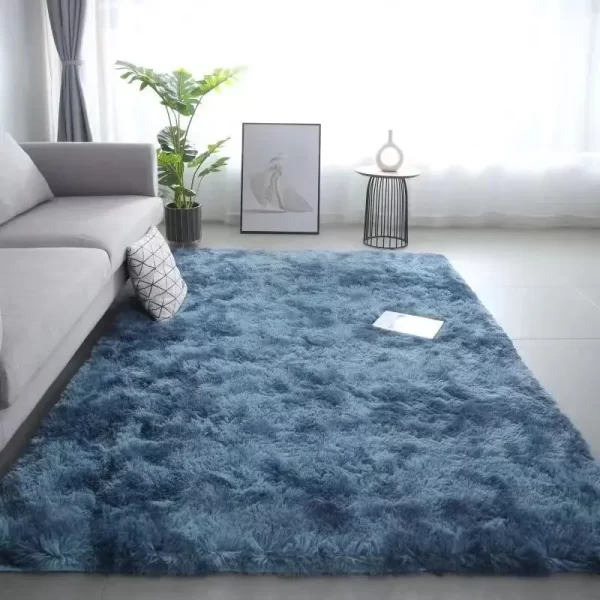 VIKAMA Silk Wool Rugs Children's Room Living Room Bedroom Tie-Dye Non-Slip Washable Machine Washable Carpet Mats - Image 15