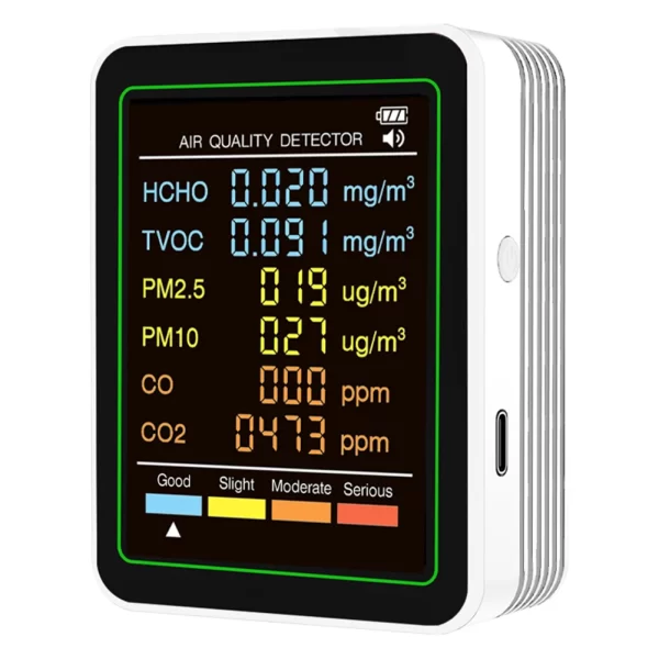 6-in-1 Air Quality Monitor Real-Time Air Quality Tester Portable Temperature Humidity Detector - Image 7