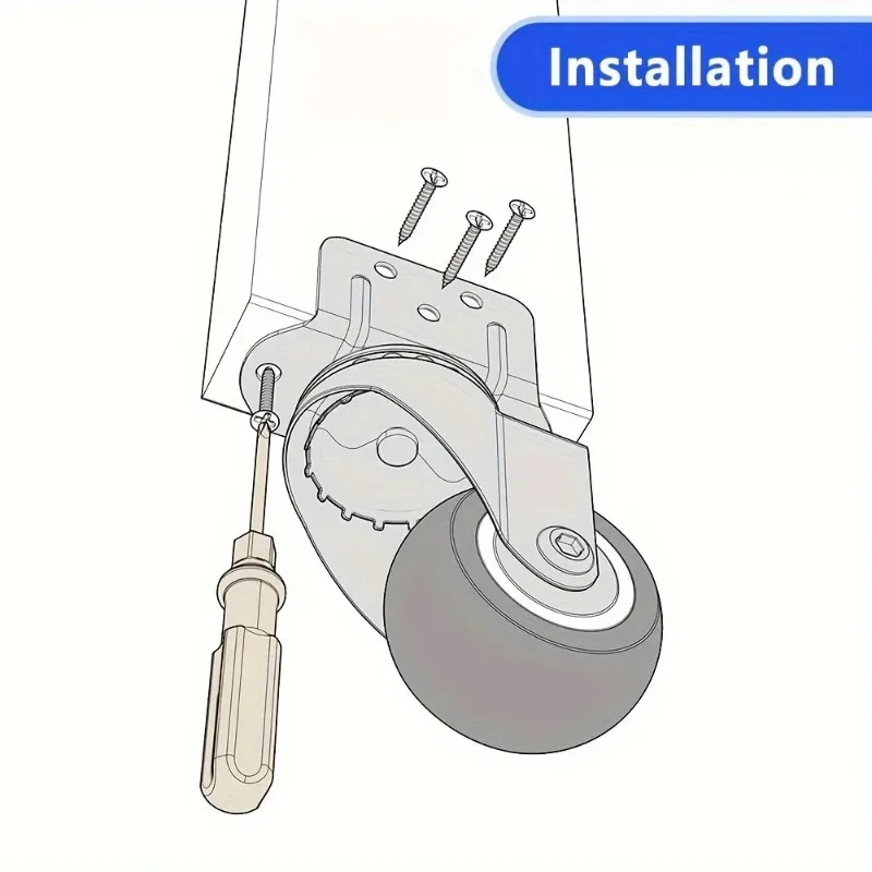 4 Pcs L-Shaped Side Mount Caster Wheels, Soft Rubber Castors Swivel Caster Wheels - Image 6